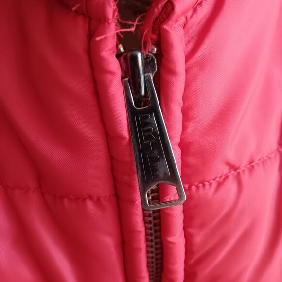 Large Vintage 80s Puffer Vest Teter Oil Field Red Insulated Zip-Up Jacket - Picture 3 of 7